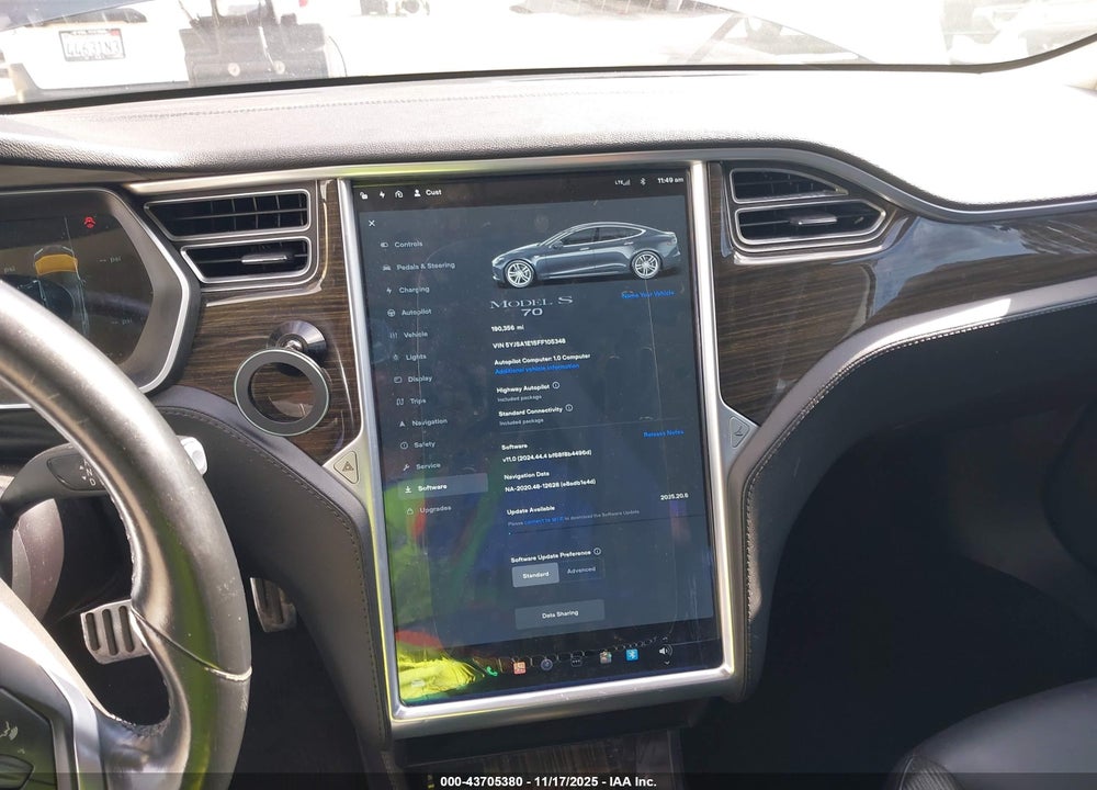 2015 TESLA MODEL S 60/70/85 VIN: 5YJSA1E15FF105348