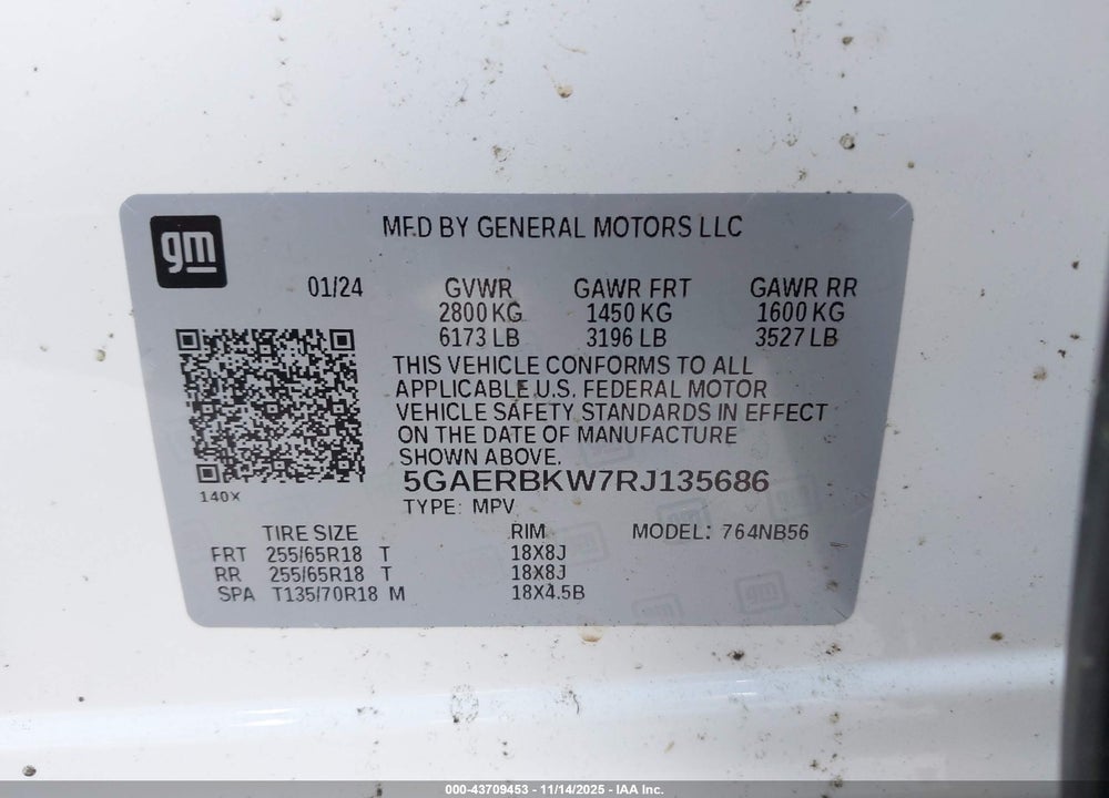 2024 BUICK ENCLAVE ESSENCE FWD VIN: 5GAERBKW7RJ135686