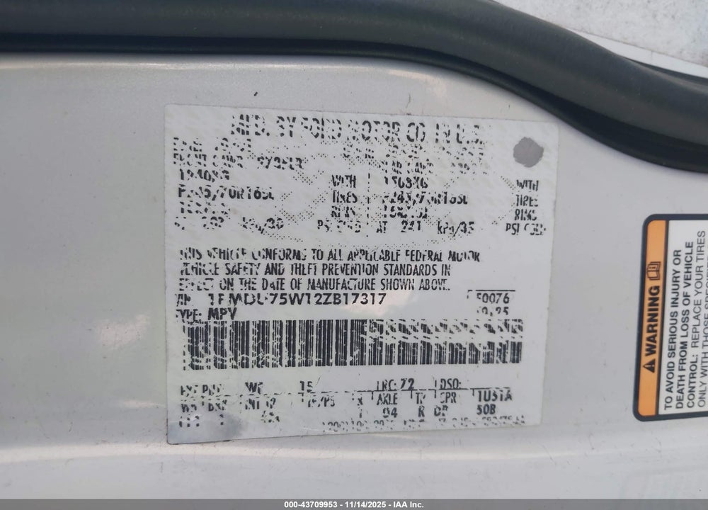 2002 FORD EXPLORER LIMITED VIN: 1FMDU75W12ZB17317