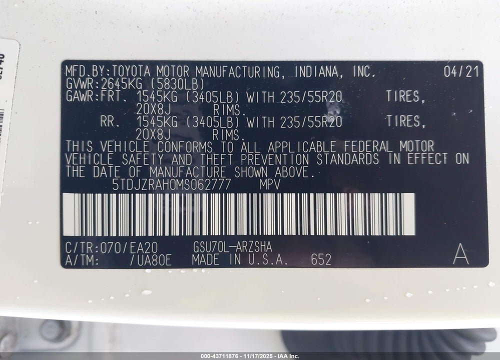 2021 TOYOTA HIGHLANDER XSE VIN: 5TDJZRAH0MS062777