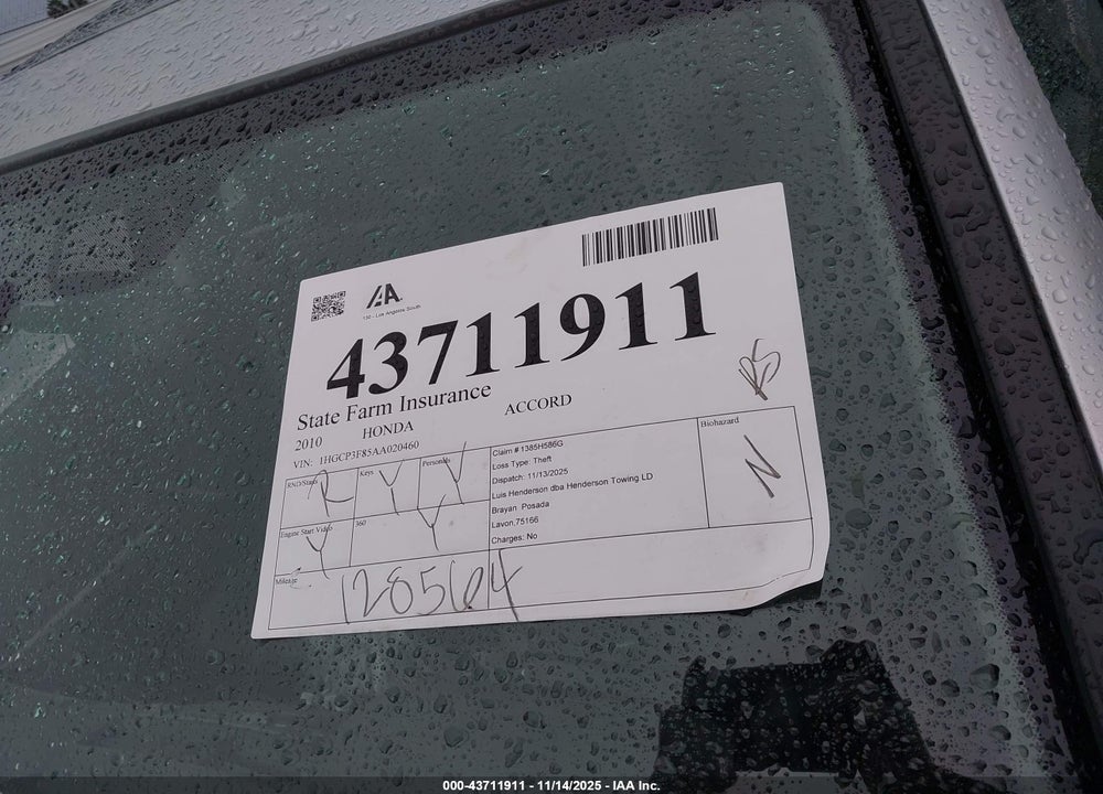 2010 HONDA ACCORD 3.5 EX-L VIN: 1HGCP3F85AA020460
