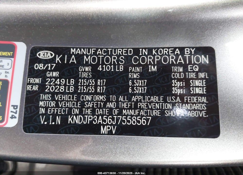 2018 KIA SOUL VIN: KNDJP3A56J7558567