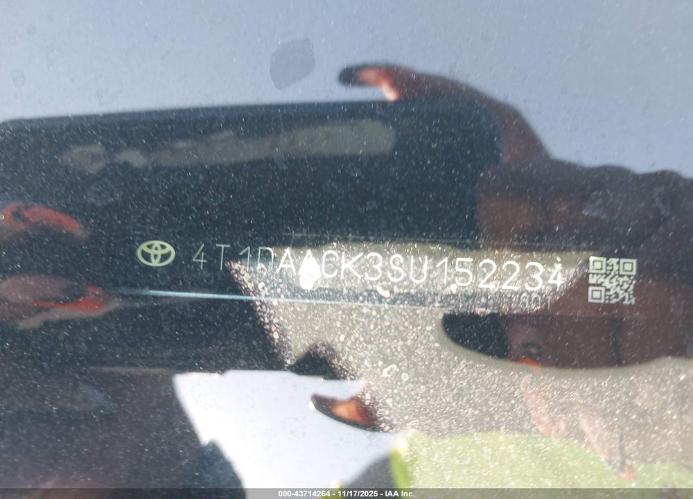 2025 TOYOTA CAMRY VIN: 4T1DAACK3SU152234