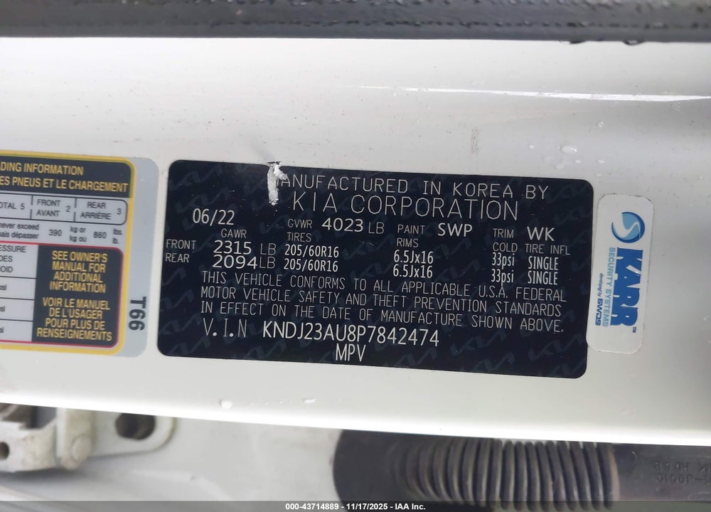 2023 KIA SOUL LX VIN: KNDJ23AU8P7842474