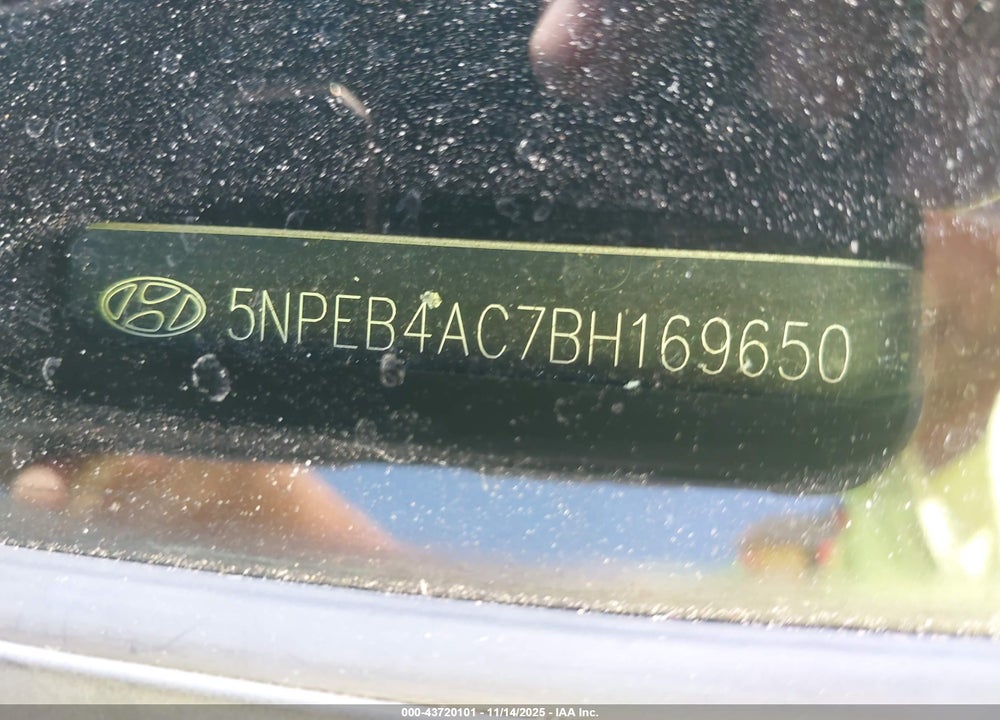 2011 HYUNDAI SONATA GLS VIN: 5NPEB4AC7BH169650