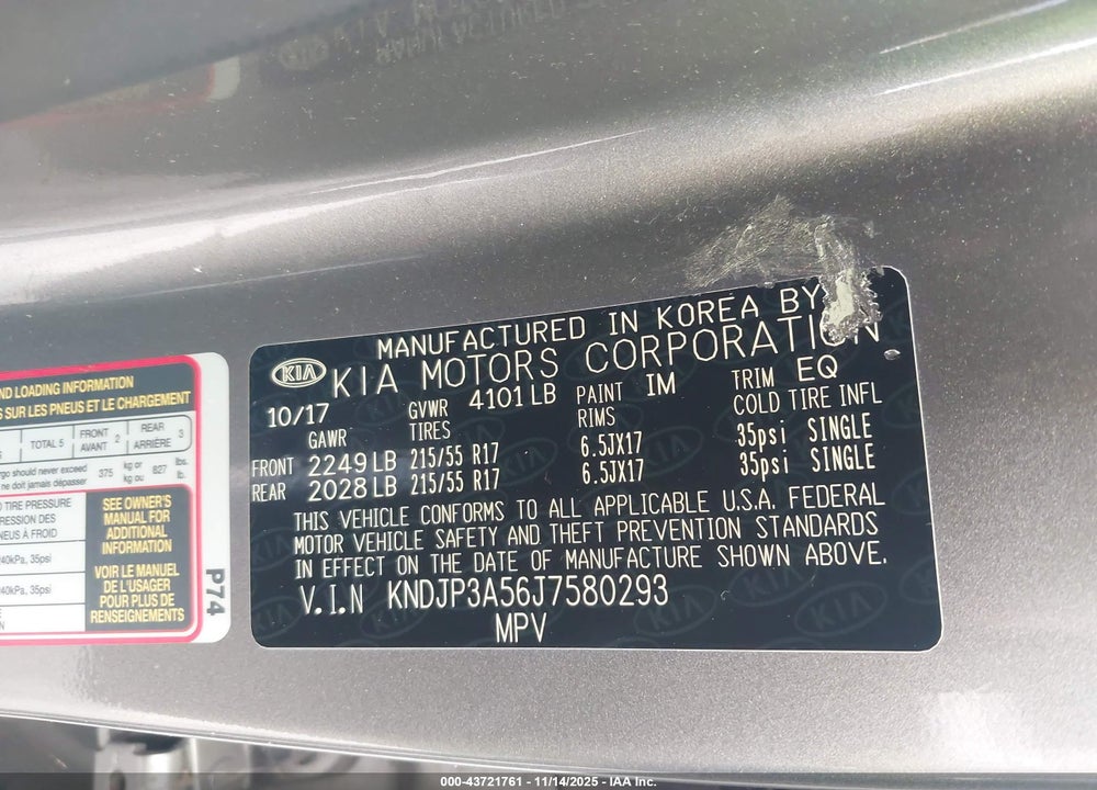 2018 KIA SOUL VIN: KNDJP3A56J7580293
