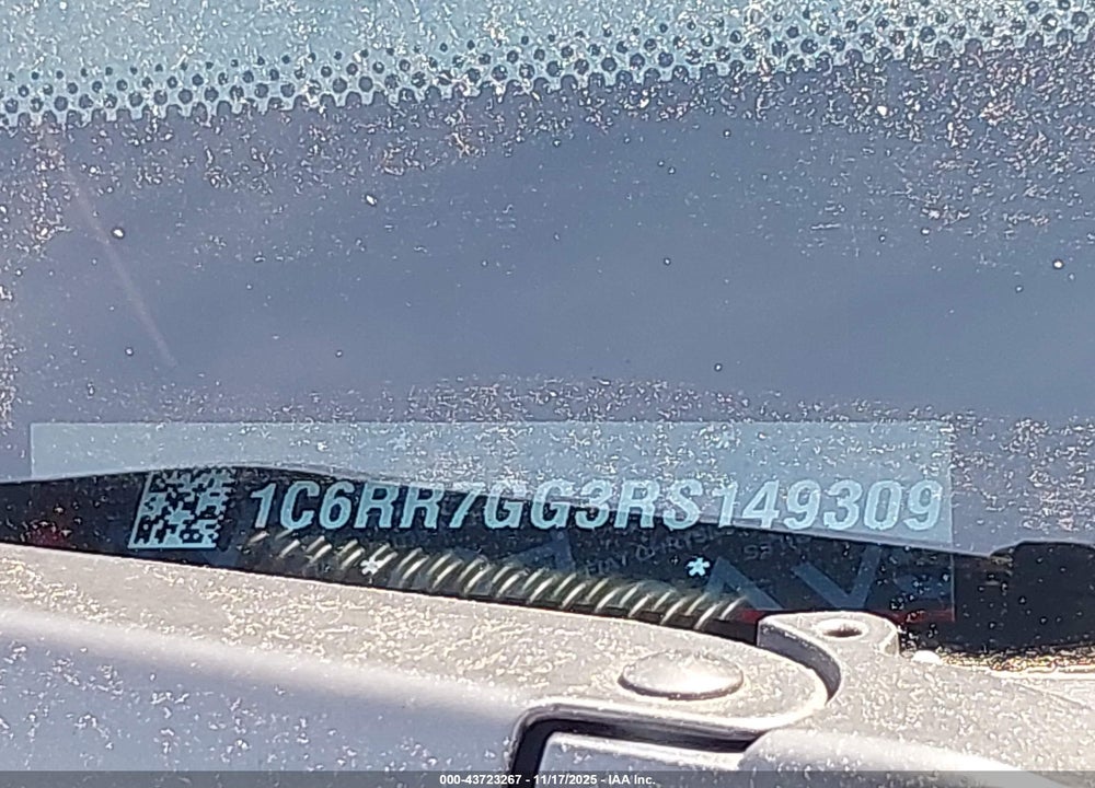 2024 RAM 1500 VIN: 1C6RR7GG3RS149309
