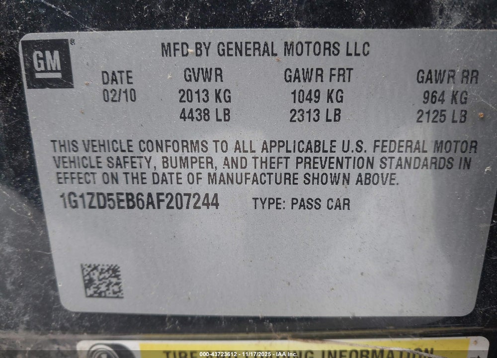 2010 CHEVROLET MALIBU LT VIN: 1G1ZD5EB6AF207244