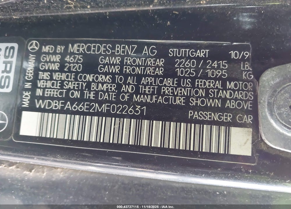 1991 MERCEDES-BENZ 500 SL VIN: WDBFA66E2MF022631