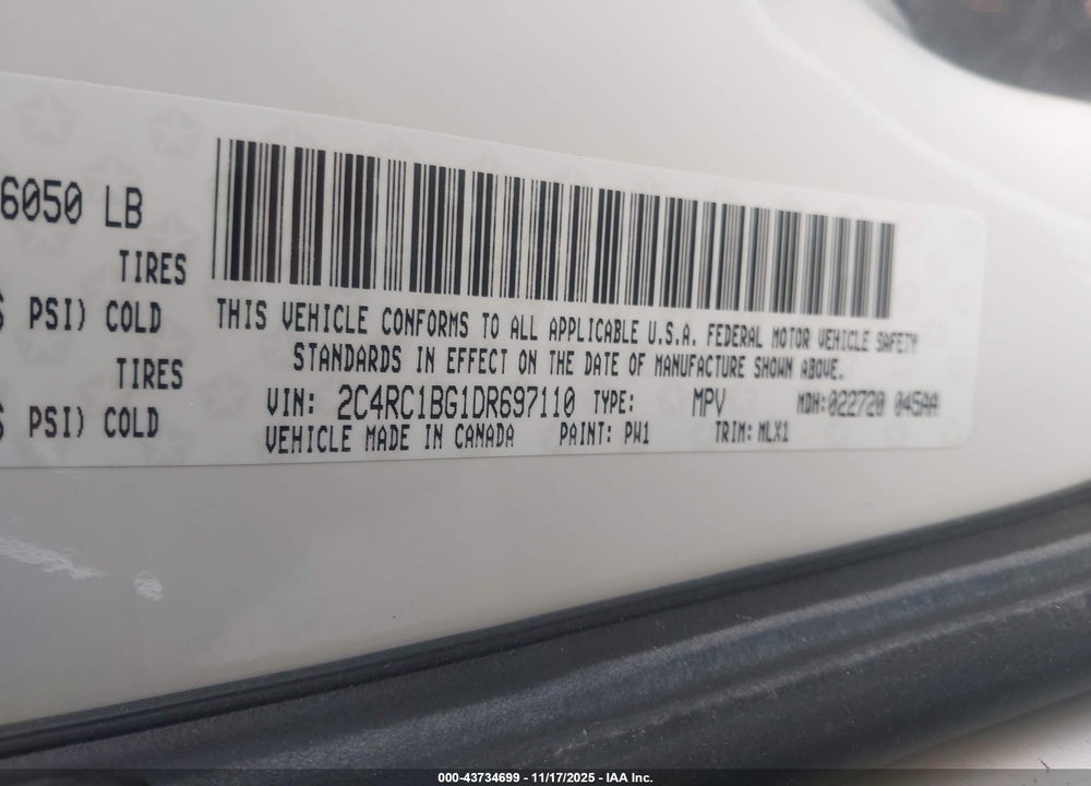 2013 CHRYSLER TOWN & COUNTRY TOURING VIN: 2C4RC1BG1DR697110