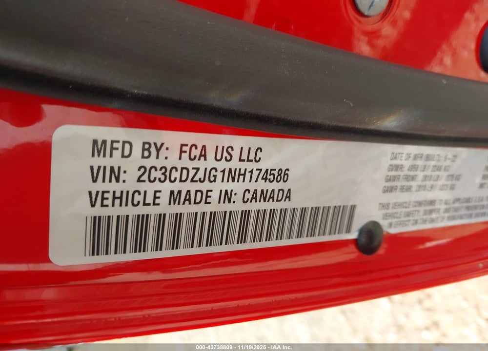 2022 DODGE CHALLENGER GT VIN: 2C3CDZJG1NH174586