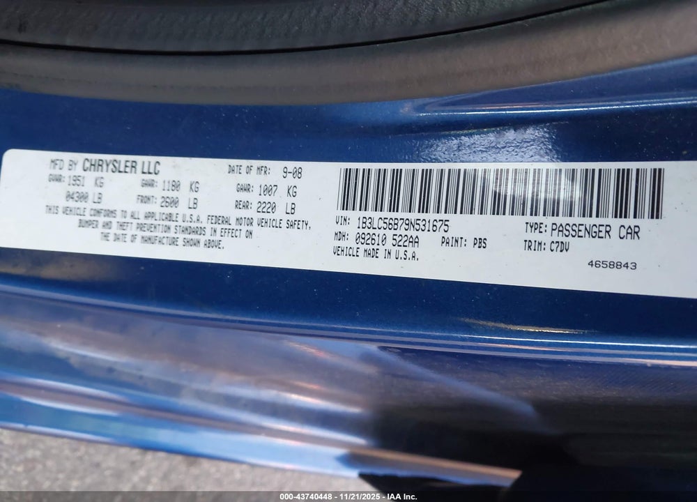 2009 DODGE AVENGER SXT VIN: 1B3LC56B79N531675
