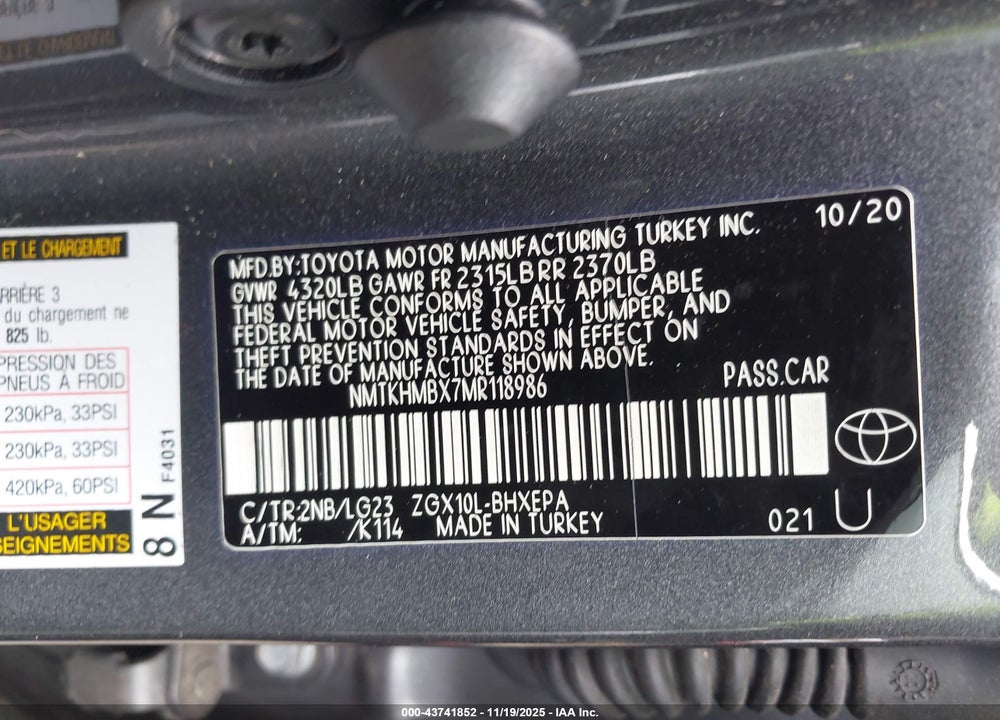 2021 TOYOTA C-HR LIMITED VIN: NMTKHMBX7MR118986