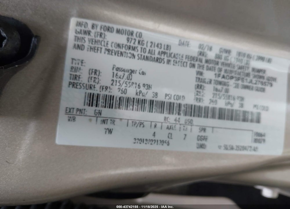 2018 FORD FOCUS SE VIN: 1FADP3FE1JL276579