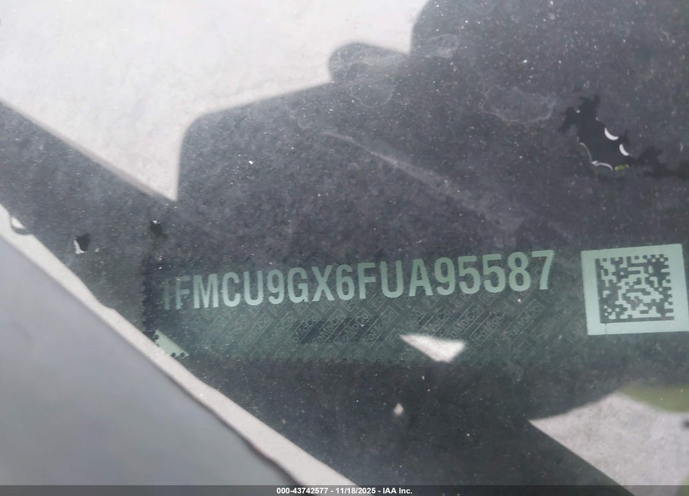 2015 FORD ESCAPE SE VIN: 1FMCU9GX6FUA95587