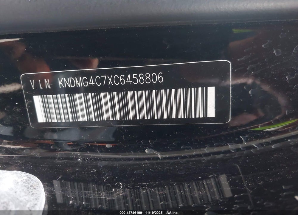 2012 KIA SEDONA LX VIN: KNDMG4C7XC6458806