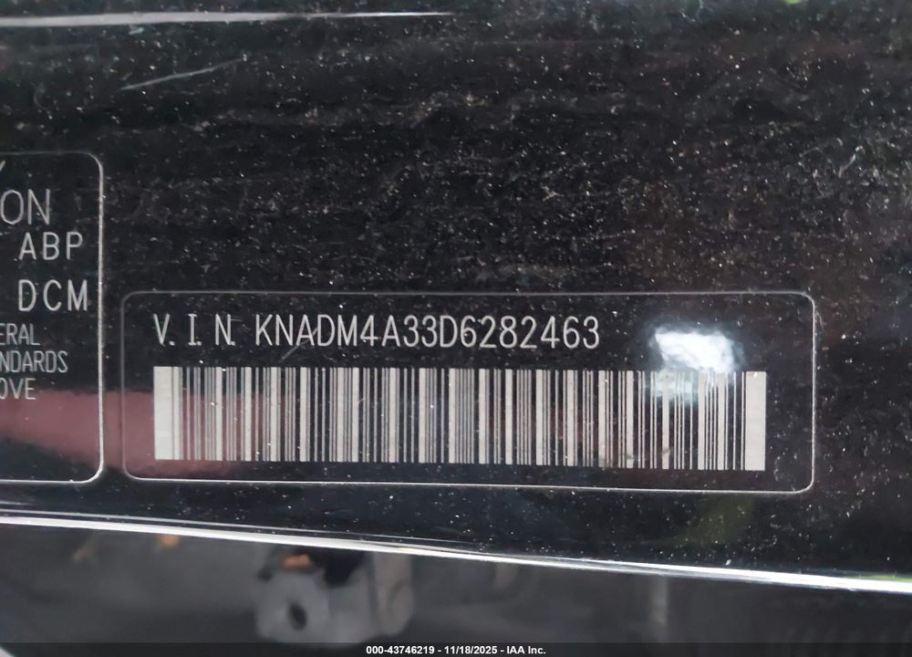 2013 KIA RIO LX VIN: KNADM4A33D6282463