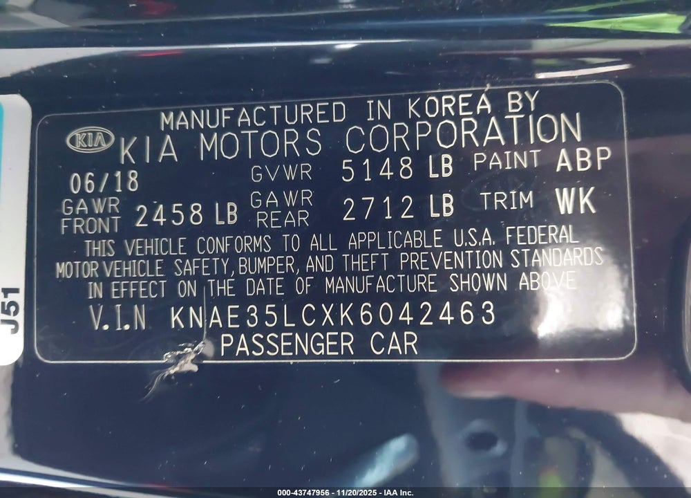 2019 KIA STINGER GT VIN: KNAE35LCXK6042463