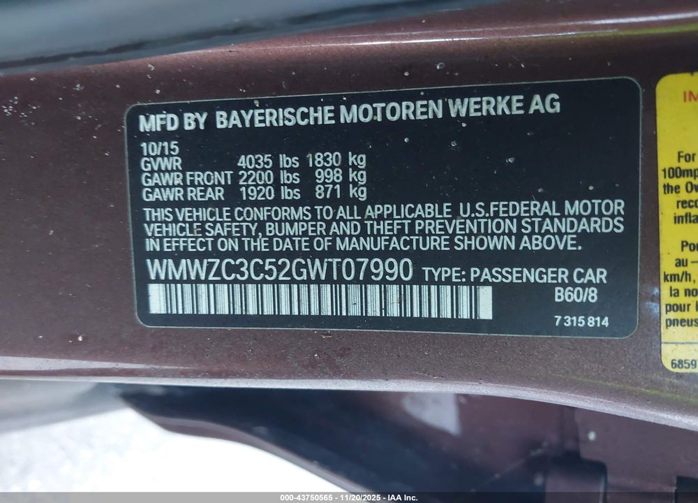 2016 MINI COUNTRYMAN COOPER S VIN: WMWZC3C52GWT07990