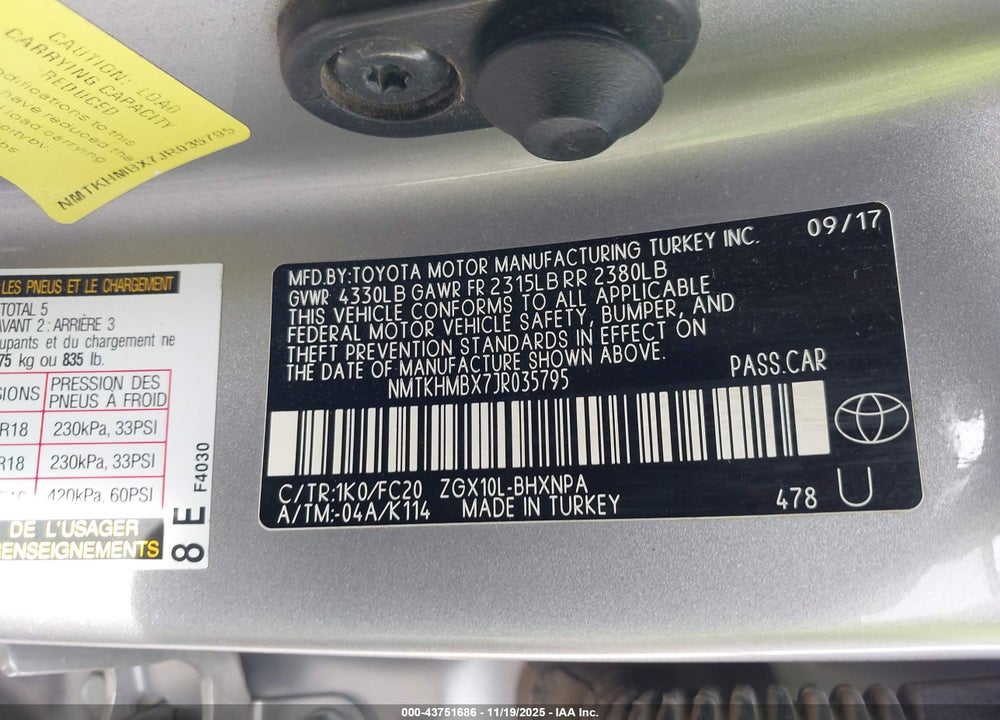 2018 TOYOTA C-HR VIN: NMTKHMBX7JR035795