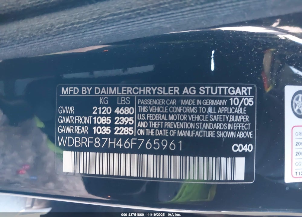 2006 MERCEDES-BENZ C 350 LUXURY 4MATIC VIN: WDBRF87H46F765961