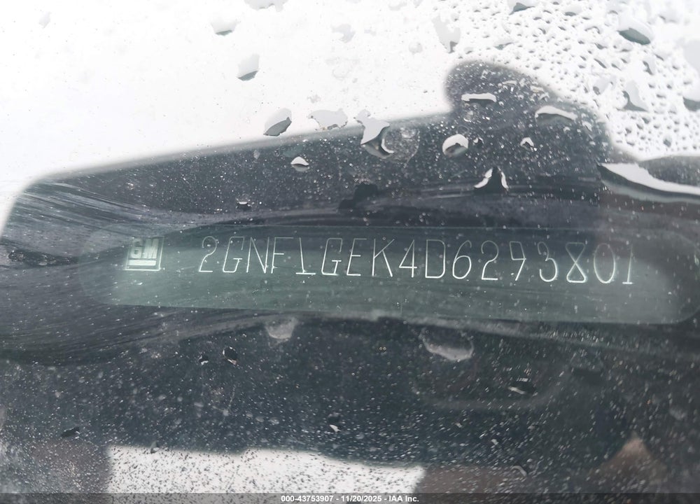 2013 CHEVROLET EQUINOX VIN: 2GNFLGEK4D6293801