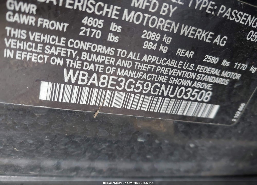 2016 BMW 328I XDRIVE VIN: WBA8E3G59GNU03508
