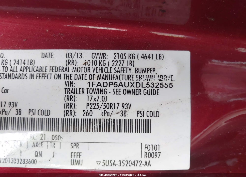 2013 FORD C-MAX HYBRID SE VIN: 1FADP5AUXDL532555