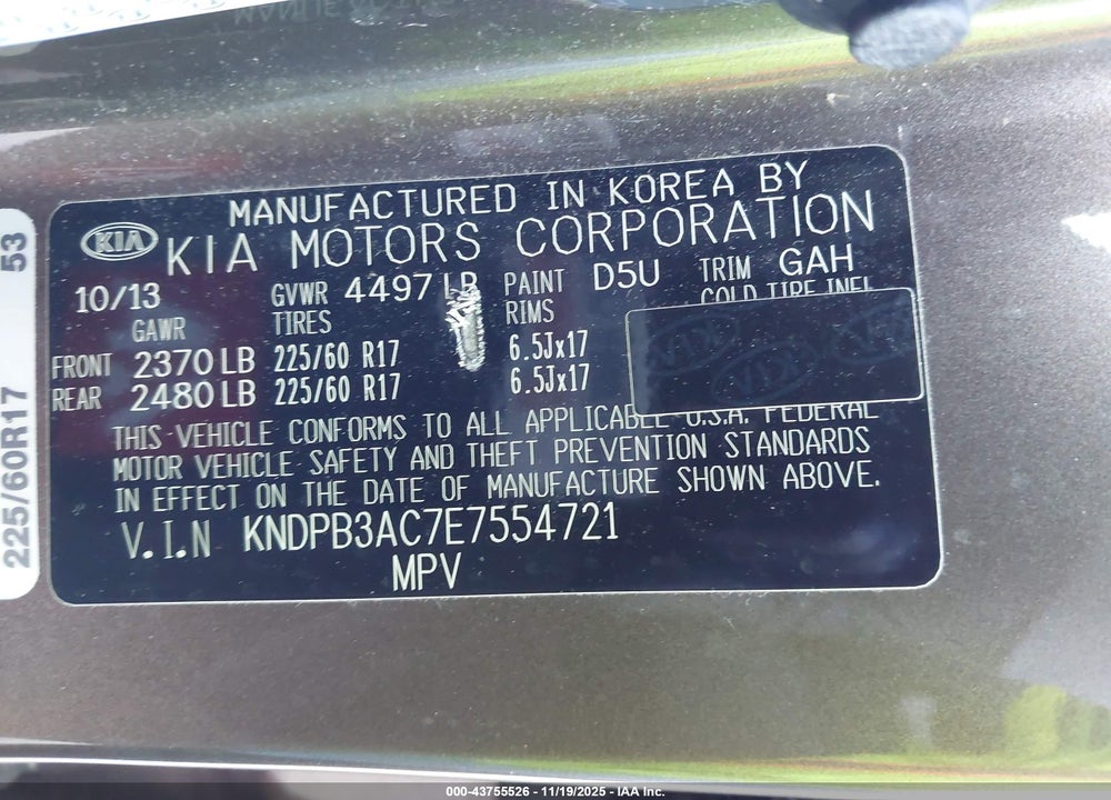 2014 KIA SPORTAGE LX VIN: KNDPB3AC7E7554721
