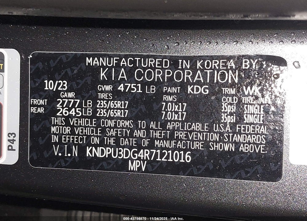 2024 KIA SPORTAGE HYBRID LX VIN: KNDPU3DG4R7121016
