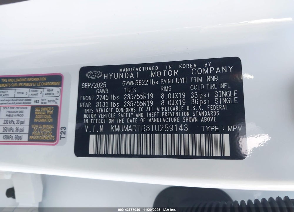 2026 GENESIS GV70 2.5T VIN: KMUMADTB3TU259143