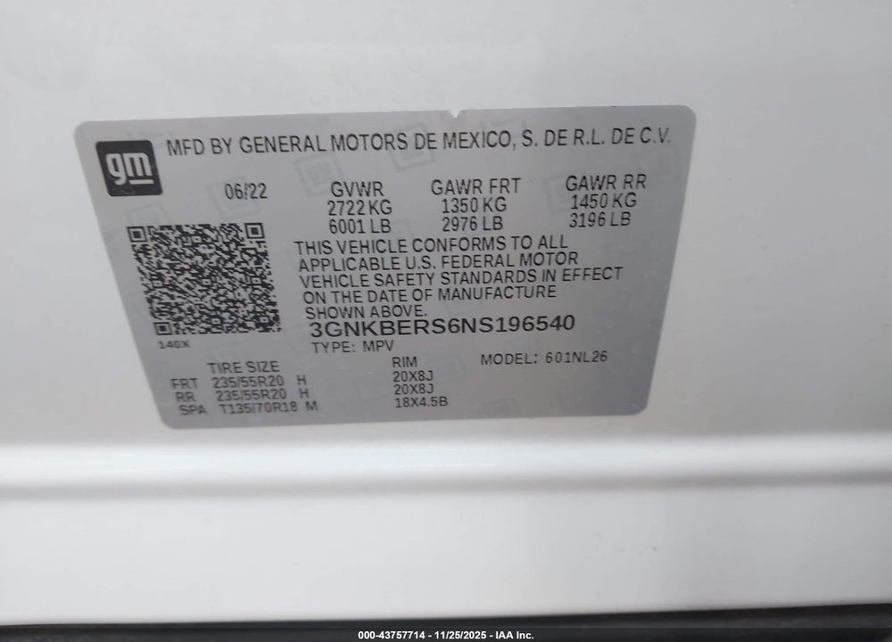 2022 CHEVROLET BLAZER FWD RS VIN: 3GNKBERS6NS196540