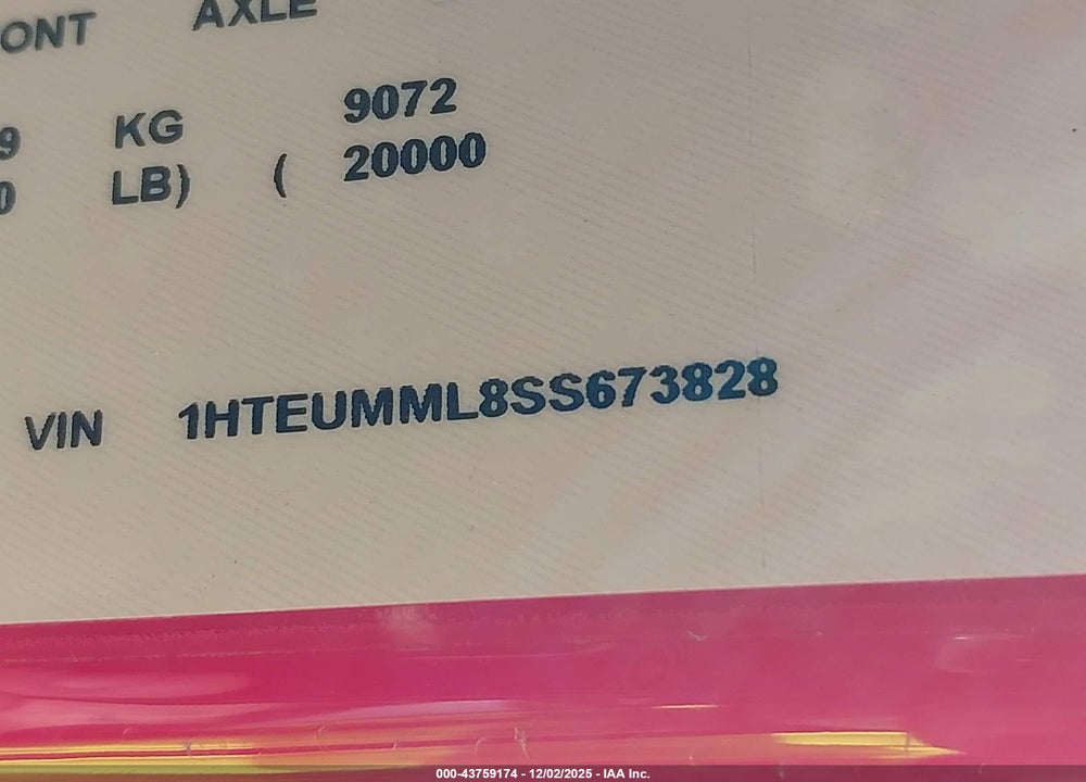 2025 INTERNATIONAL MV VIN: 1HTEUMML8SS673828