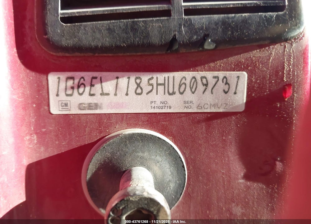 1987 CADILLAC ELDORADO VIN: 1G6EL1185HU609731