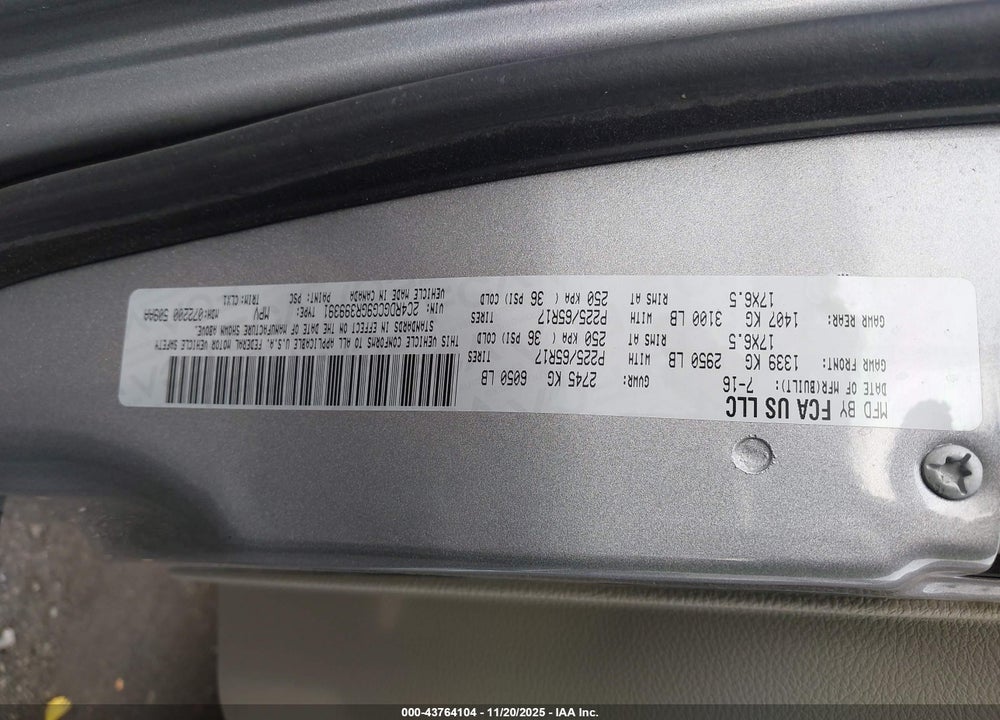 2016 DODGE GRAND CARAVAN SXT VIN: 2C4RDGCG9GR399391