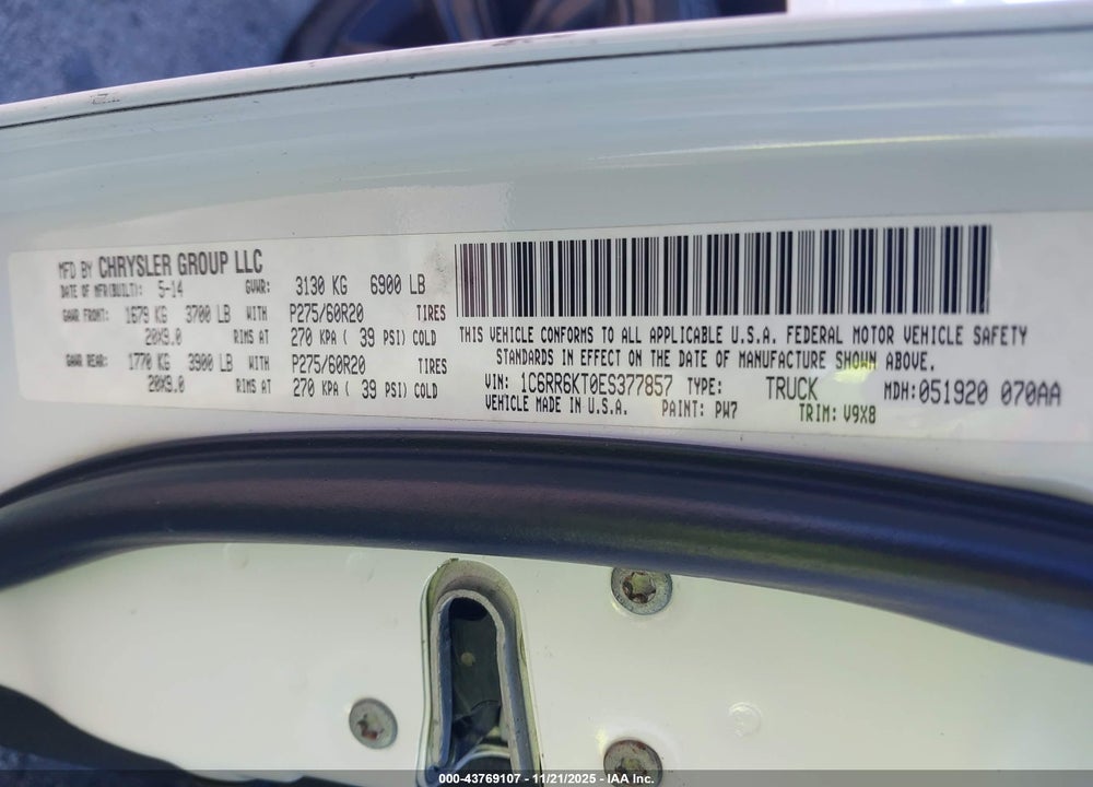 2014 RAM 1500 EXPRESS VIN: 1C6RR6KT0ES377857