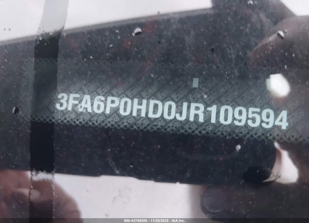 2018 FORD FUSION SE VIN: 3FA6P0HD0JR109594