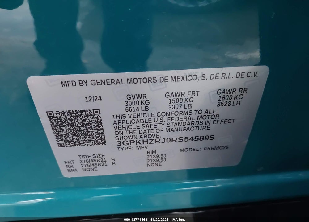 2024 HONDA PROLOGUE ELITE VIN: 3GPKHZRJ0RS545895