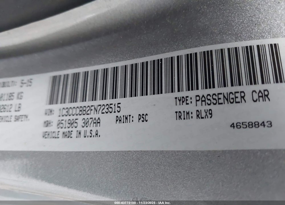 2015 CHRYSLER 200 S VIN: 1C3CCCBB2FN723515