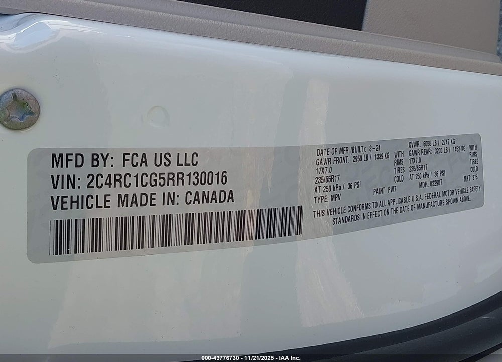 2024 CHRYSLER VOYAGER LX VIN: 2C4RC1CG5RR130016
