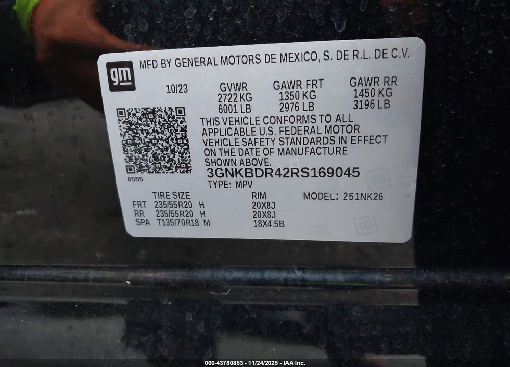 2024 CHEVROLET BLAZER FWD 3LT VIN: 3GNKBDR42RS169045