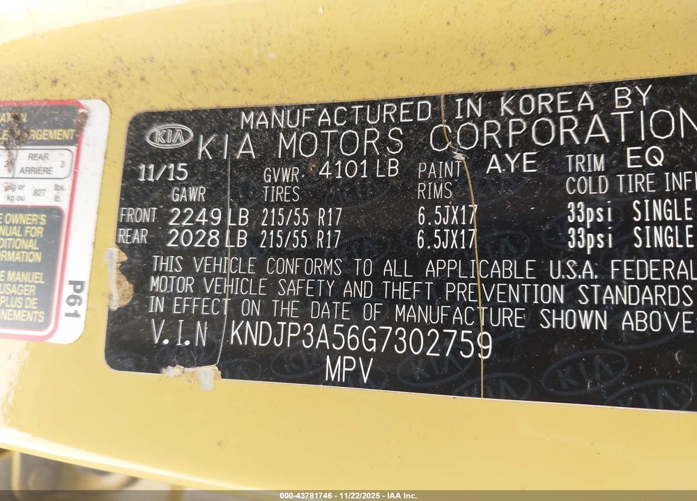 2016 KIA SOUL VIN: KNDJP3A56G7302759