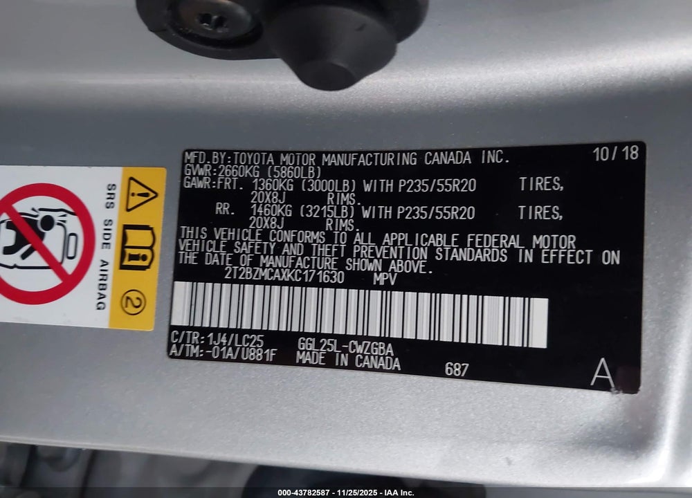 2019 LEXUS RX 350 F SPORT VIN: 2T2BZMCAXKC171630