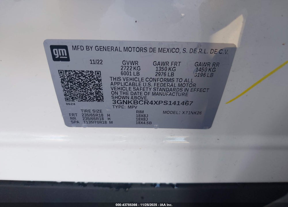 2023 CHEVROLET BLAZER FWD 2LT VIN: 3GNKBCR4XPS141467