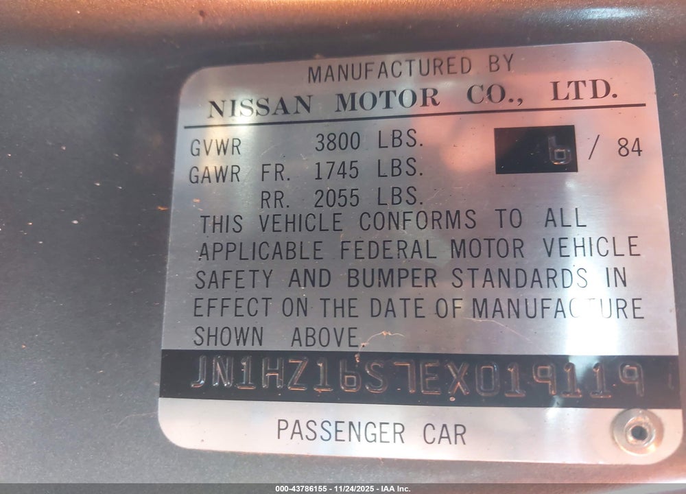 1984 DATSUN 300ZX 2+2 VIN: JN1HZ16S7EX019119