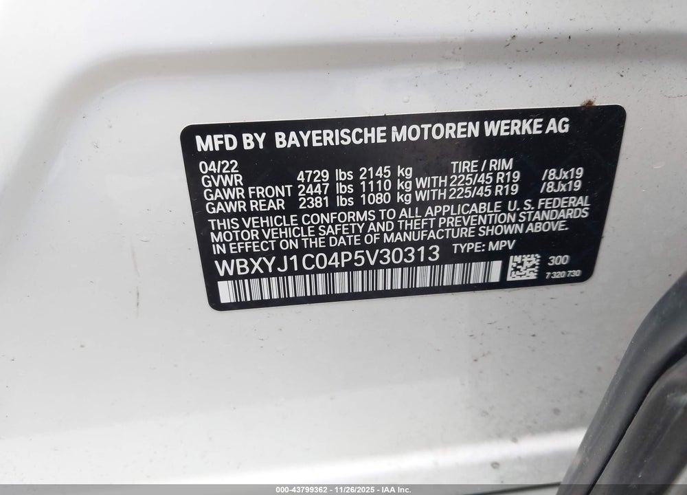 2023 BMW X2 XDRIVE28I VIN: WBXYJ1C04P5V30313