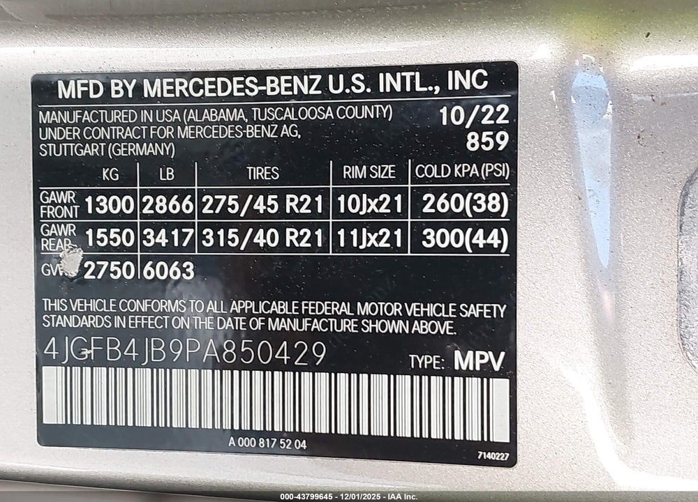 2023 MERCEDES-BENZ GLE 350 VIN: 4JGFB4JB9PA850429