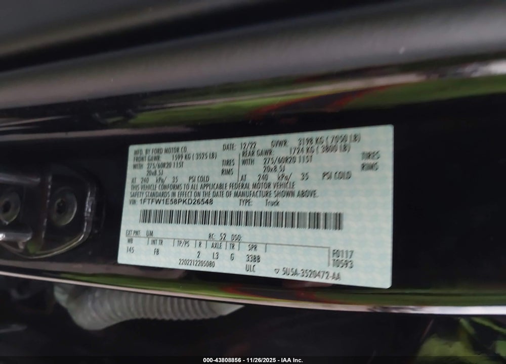 2023 FORD F-150 XLT VIN: 1FTFW1E58PKD26548