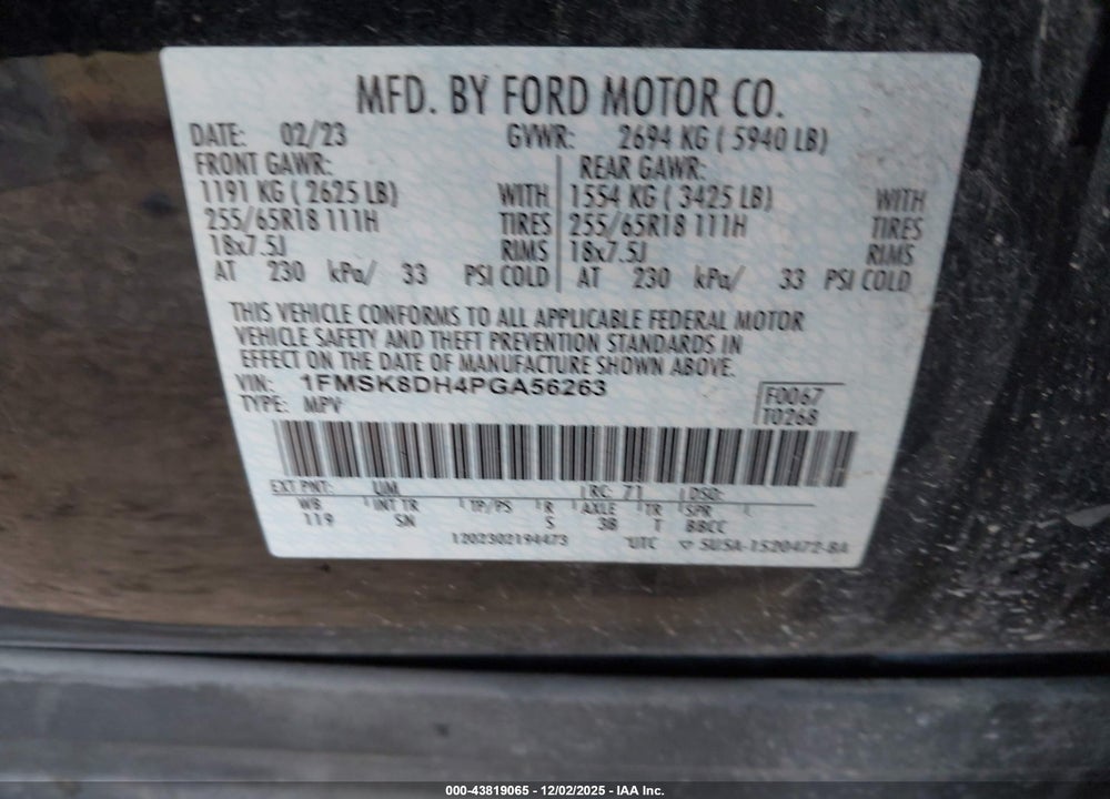 2023 FORD EXPLORER XLT VIN: 1FMSK8DH4PGA56263