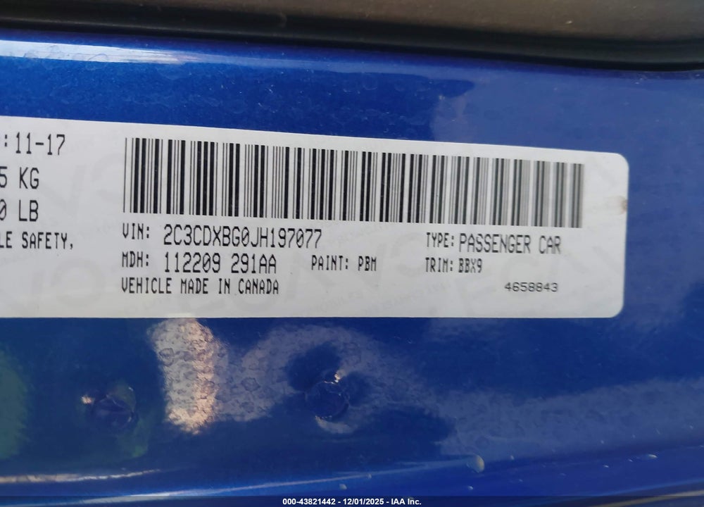 2018 DODGE CHARGER SXT RWD VIN: 2C3CDXBG0JH197077